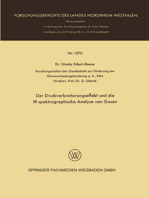 cover image of Der Druckverbreiterungseffekt und die IR-spektrographische Analyse von Gasen
